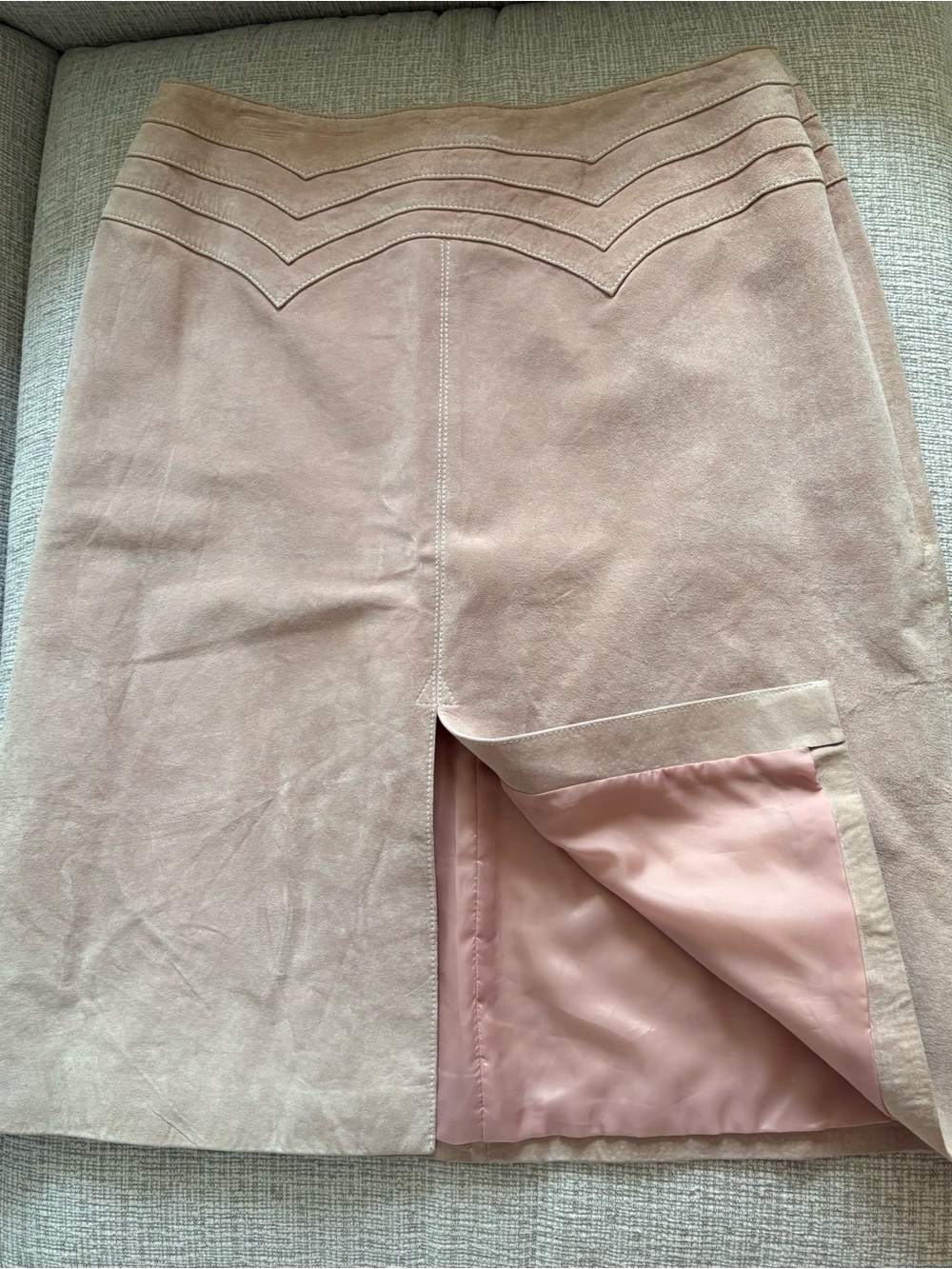 Vintage Margaret Godfrey Genuine Suede Leather Skirt Soft Blush Pink Size 10 - Picture 2 of 8